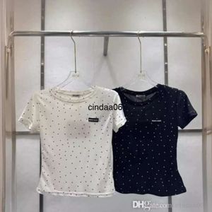 2024 Summer Designer Women T-shirts Fashionable Black And White Tshirts Tops Wave Dots Slim Fit And Versatile Short Sleeved Tee