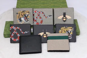 Men Animal Designers Fashion Short Wallet Leather Black Snake Tiger Bee Women Luxury Purse Card Holders With Gift Box Top Quality