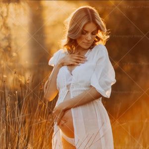 보헤미안 사진 촬영 임신 임신 부드러운 편안한 대나무 매듭 면화 모성 사진 레이스 드레스 여성