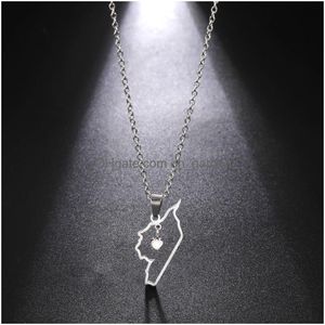 Other Eueavan Stainless Steel Syria Map Heart Pendant Necklace Middle East Country Geography Necklaces For Women Men Ethnic Jewelry Dr Otrcu