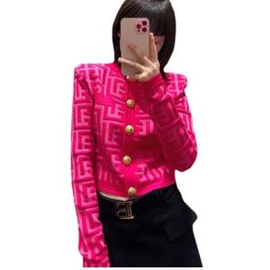 Fashion Designer sweaters Geometric patterns Medusa sweet elegant Cardigan Long Sleeve Single Breasted Contrast Color Button soft Knitted Sweaters jacket