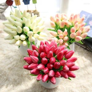 Decorative Flowers 2pcs/lot 10 Head PU Tulip Simulation Flower Decoration Wedding Bouquet Of Artificial Home Furnishing