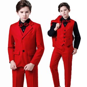 Flor Boys Sky Blue Wedding Kids Red Photografe terno adolescente de aniversário Tuxedo Dress Fidros Graduação Stage