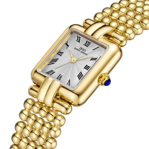 Luxo Mulheres Relógios de Wristwatches Square Silver Steel Fashion Quartz Relógio de mão Presentes femininos Elegantes Ladies Small Watches Golden 240515