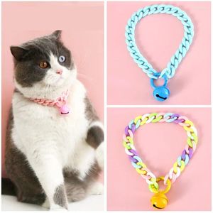 Dog Apparel Candy Color Resin Cat Collar Cadeia de filhote de cachorro