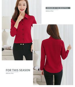 Sleek and Chic Korean Style Slim Fit Solid Color Long-sleeve Shirt for Women's Professional Attire AST61738