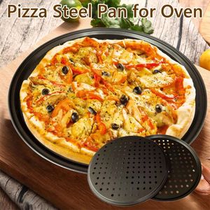 Baking Tools Steel Pizza Pan With Holes 32CM Tray Non-stick Round Perforated For Oven