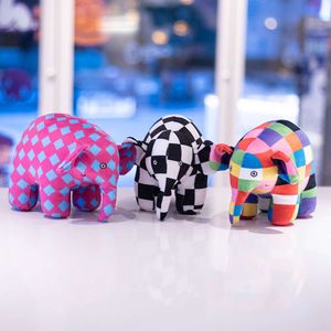 30 cm Kawaii Elmer and Friends Plush Cartoon Plaid Elefante colorato Emma Snake Occigliato Toys Regalo di Natale