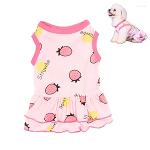 Dog Apparel Summer Spring Dress Puppy Princess Shirt Cherry Strawberry Pink Pet Clothes For Small Dogs Chihuahua