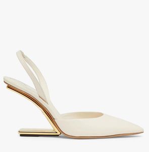 2024 Yeni Tasarımcı Kadın Sandalet Ayakkabı Açık Toe Balf Deri Çıplak Beyaz Siyah Pembe Sandal Kadın Pompalar Parti Elbise F şekilli yüksek topuk ayakkabı Lady Slingback Kutusu