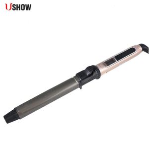 USHOW professional rotating curly iron nano blackgold curler with LED digital temperature display 240428