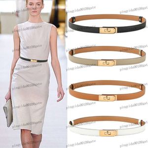 Mulheres de designer de alta qualidade Moda de cintura fina simples elegante com acessórios de vestido Largura da correia de travamento 1,8cm Cinturão de couro de luxo