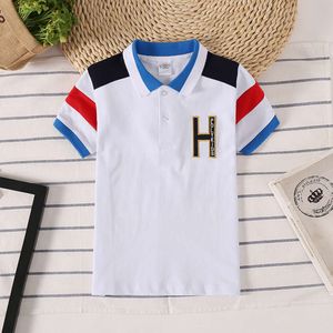 Summer Boys Boys Shirts Fashion Kids Kids Short Short Shirt Letter Boy Tops Curnown Collar Bilns Abbigliamento 2-14 anni L2405