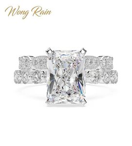 Wong Rain Luxury 100 925 Sterling Silver Created Moissanite kamień kamieni szlachetnych Zestawy pierścionków zaręczynowych