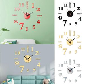 Wall Clock Watch Large Modern DIY Sticker Decal Simple 3D Roman Numal Home Kit 1052488