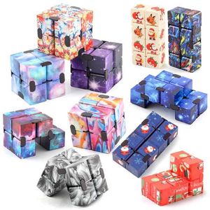 Decompressão brinquedo 9 estilo Fidget Sensor Toys Starry Sky Infinity Square Stress Relief Cube Toys para crianças e adultos B240515