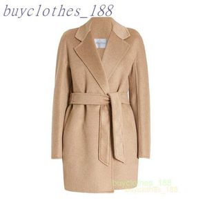 Casaco de trincheira de comprimento médio feminino Maxmaras Wool Blend Coat Italian Brand Italian Luxury Casat de alta qualidade Cashmere Coat Ipyn