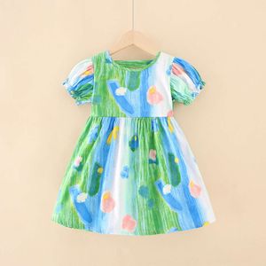 女の子のドレス2023年夏の子供用コスチュームプリント幼児の服装安いドレス送料無料l2405