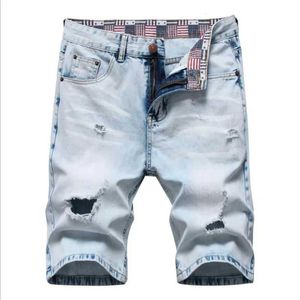 Shorts masculinos novos masculinos de moda rasgou jeans de calça de calda de algodão de verão shorts de algodão masculino de jeans casual plus size 36 38 40 42 J240510