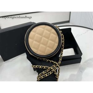 10A Retro Mirror Quality Designers Vintage Fashion Shoulder Bags Real Cow Leather Round Circle Charm Long Gold Chain Handväska för kvinnors väska