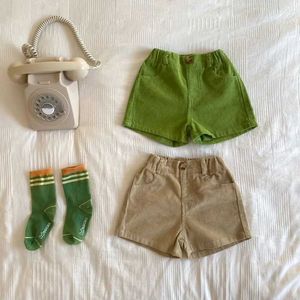 Shorts Milan Childrens Clothing Corduroy Girls Shorts Solid Boys Shorts Korean Childrens Pants d240516