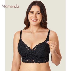 La maternità intimata Momanda Lace Care Bra Breakfeeding Wirefree Leggermente imbottita Lingerie per donne in gravidanza Lattazione DD E Cine Aggiornamento D240517