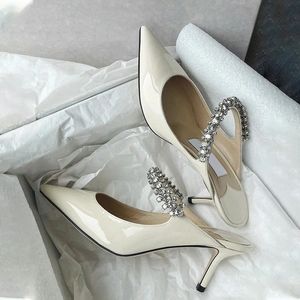 Designer Choo High Heels Abito da donna Scarpe da donna Londra Slingback Crystal Crystal Pumps Lady Sandals Sandalo per scarpe da sposa classico