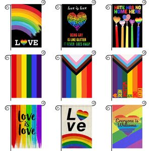 Pride Garden Flag Rainbow LGBT Gay Pride Flag Double Sided Flags 12 x 18 tum för LGBTQ utomhusdekoration