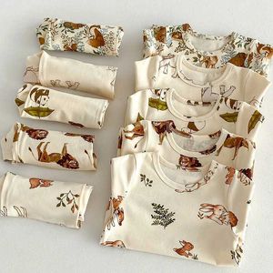 Одежда набор детской одежды Милана Керра Summer Boys Set Set Animal Print Fure Cotton Fort и шорты 2 частя для детской легкой атлетики WX WX