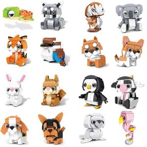 Andra leksaker Homeproduct DisplayCreative 3D Mini Animal Block Setdiy Dog Tiger Rabbit Squirrel Penguin Owl Kaola Bull Building Brick Toy S245163 S245163