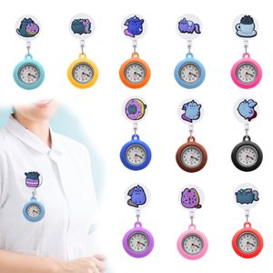 Damen Uhren Katzen und Cliptasche auf Pflege Uhr Watch für Krankenschwester mit Sile Case Second Hand Nurses Brosche Quarz Bewegung Stethos otfno