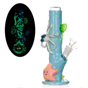 Pure handmade colored mud and clay sculpture craft marine organism luminous glass bong straight pipe hookah