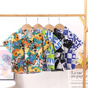 Baby Girls Boys Blouses Kids Short Sleeved T-Shirt 2023 Summer Top Tees Toddler Cartoon Printed Children's Clothes Korean Style L2405