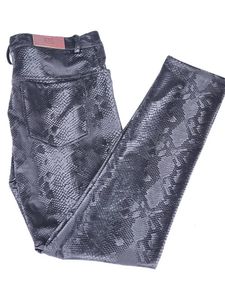 Męskie skórzane spodnie węża Wzór drukowane skórzane spodnie seksowne ciasne spodnie cienkie spodnie Performance odzież 240429