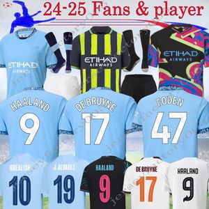 16-4xl 24 25 czwarte koszulki piłkarskie Haaland Mans Kovacic Joao Cancelo Aldult Kids 2024 City Grealish de Bruyne Ruben Trzeci Bernardo Mahrez Foden koszulka piłkarska