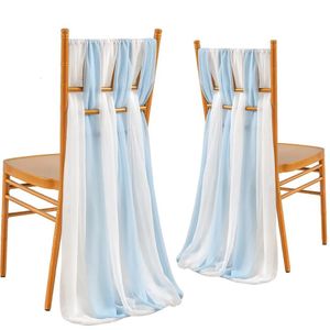 Chiffon Chair Sashesの結婚式の飾り17x250cmのような12pcs decorations Party Banquetイベントベビーシャワー240513