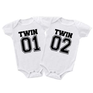 Rompers Twin Clothes Twins Matching Baby Bodysuit Cotton Boys Girls Oneses Newborn Baby Body Romper Summer Twin Setl2405L2405