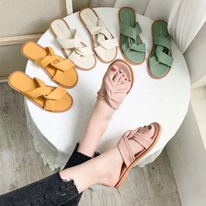 Häl 2022 Slides Sandaler Flat Womens Slippers Casual Shoes Green Pink Nude Black Red Sports Sneakers Storlek EUR 36-45 985 838A