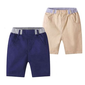 Summer Boys Shorts Solid Color Children's Cargo Teenager School Capris Woven Baby Casual Pants Kids Byxor Kläder L2405