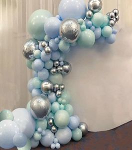 Macaron Blue Mint Pastel Balloons Garland Arch Sliver 101pcs DIY BRIFDAL Wedding Baby Shower Nowy rok Globos Decorati 23024913