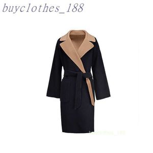 Women's Mid-length Trench Coat Maxmaras Wool Blend Coat Italian Brand Women's Luxury Coat High Quality Cashmere Coat B7he