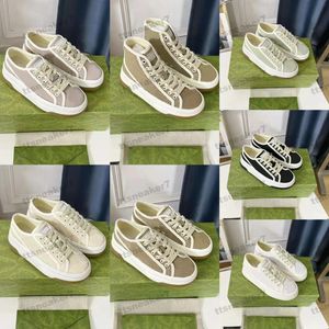Designer Platform Sneakers Women Platform Sneakers Classic Beige and ebony women Sneakers Rubber soled embroidered retro casual sneakers with box Large size
