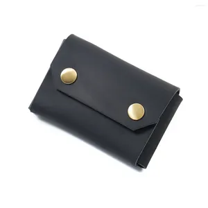 Korthållare äkta galna hästläder kredit -ID -kort täcker vintage korta plånböcker Purse Kohude Clutch Retro Coin Pocket