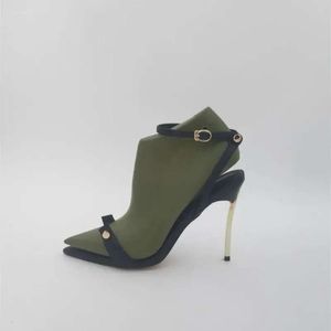 S Sandálias femininas Metal Bump Bombas Sexy Bombas pontiagudas saltos altos estiletto tornozelo tira aberta Slingback Metalin Heel Sandal Bomba em 607 d 1933