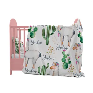 Одеяла детская пеленка рожденная одеяло пеленание хлопок Имя персонализированное винтажное цветочное детское постельное белье Подарочная кровать