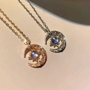 Pendant Necklaces Star Moon Womens Pendant Necklace Simple Clavicle Chain Fashion Jewelry Accessories J240516