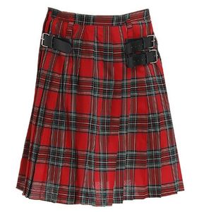 Calça masculina Heflashor Casual plissado Scottish Kilts Menns Fashion Cargo Personality Troushers Plaids Padrão solto meio SK203Q