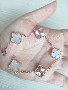5 motif flower 4 four leaf clover bracelet designer for women agate mother of pearl charm bracelets initial crystal diamond gold jewelry Valentines Day gift