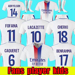 24 25 Maillot Lyons Soccer Jersey 2024 2025 Olympique Lyonnais Fans Player Player Traore Men Kids Kit Benrahma Cherki