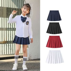 Girls Solid Color Skirts for Kids Children Pleated Summer 2023 College Style School Plaid Teenager Skirt Clothing L2405